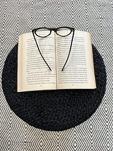 Pouf Ottoman 100% Jute Braided Pouffe Black (16"x16"x16")