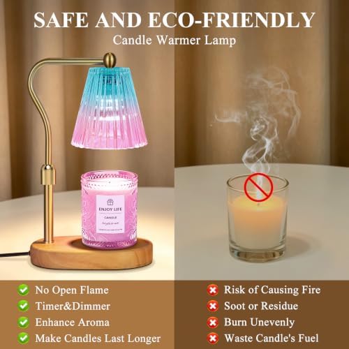 seenlast Purple Candle Warmer Lamp with Timer Dimmer Adjustable Height,Mothers Day Gifts,Electric Wax Warmer Vintage Home Decor for Scented Jar Candles,Birthday Gifts for Women