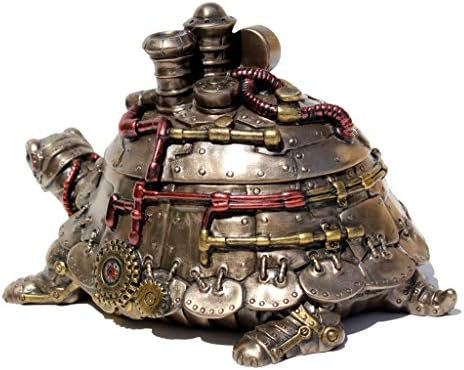 Veronese Design Steampunk Turtle Trinket Box - Antique Bronze Jewelry Storage Box with Secret Compartment, Cold Cast Resin Decorative Statue, 7.25" Long Gift for Women