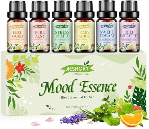 Essential Oils Blend Set,Essential Oils for Diffusers for Home,Stress Relief, Sweet Dream,Deep Breathe,Relax, Air Freshening,Aromatherapy Gifts for Women,DIY Candle Making,Humidifiers, Massage(6x10ml)