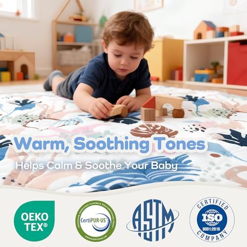 1.6" Thick Baby Play Mat, 50x50 Removable & Machine Washable Cover