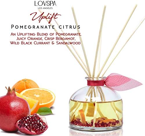 Reed Diffuser Set, Uplift Pomegranate Citrus Scented Oil Diffuser with Sticks, Home Fragrance Accessories for Bathroom Shelf Decor, Aroma Diffusers for Home or Office Desk, USA Made