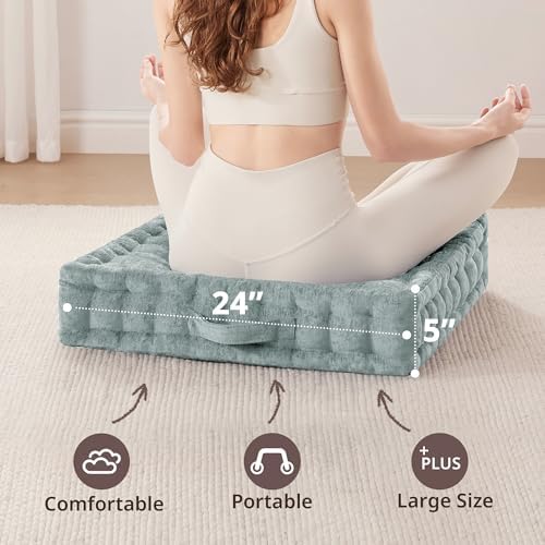 Intelligent Design Floor Pillow, Large Cushion for Meditation, 24x24 Aqua