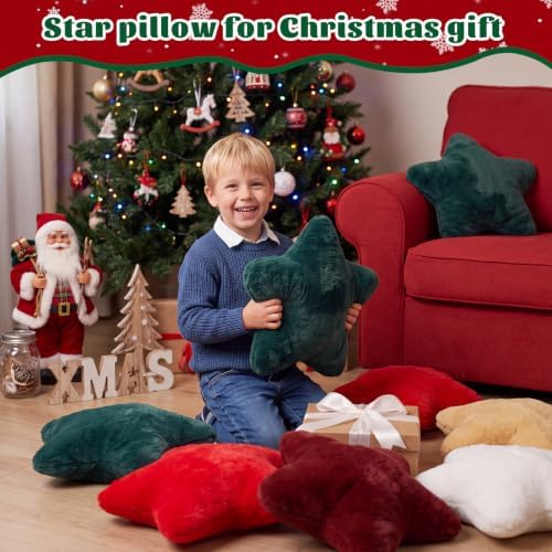 Soaoo 5 Pcs Star Fluffy Pillow Star Shape Pillow, Christmas Classic