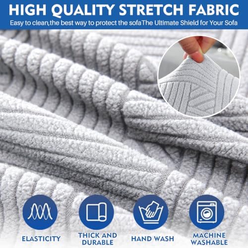XINEAGE XL Sofa Slipcover Pet Friendly, Stretch Couch Cover,Silver Gray