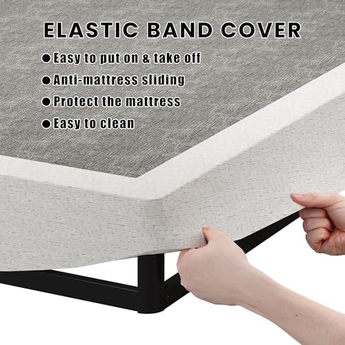 Twin Size Box Springs - 3 Inch Low Profile Mattress Foundation No Noise Heavy Duty Metal Basics Bed Base with Clean Fabric Cover, Easy Assembly