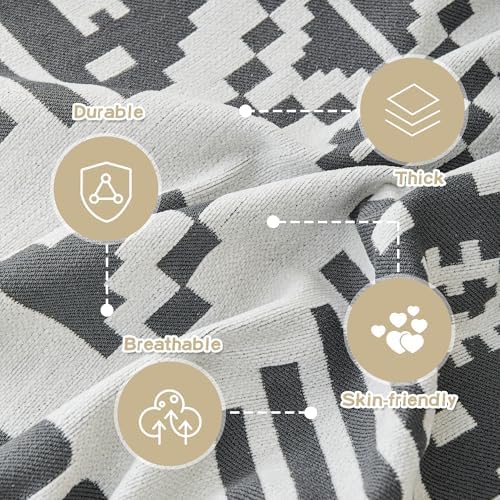 MEETSKY Boho Couch Cover Super Soft Couch Covers for 2 Cushion Couch Sofa, Modern Jacquard Sofa Slipcover Loveseat Futon Cover, Couch Covers for Sectional Sofa, Dark Grey, 71" x 118"