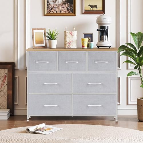 7-Drawer Dresser for Bedroom, Anti-Tip Wide Storage Organizer Fabric