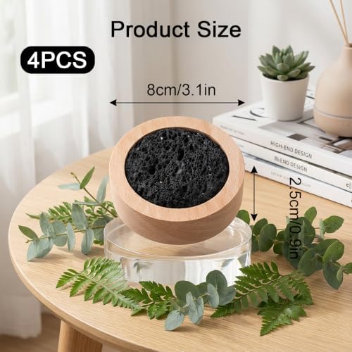 4 Pcs Small Passive Lava Rock Diffuser, Lava Rock Diffuser Set for Essential Oils, Natural Aroma Stone for Desk Office Car Home Decor