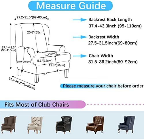 Wing Chair Slipcover, 2-Piece Printed Wingback Chair Cover