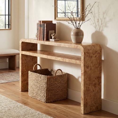 Hyfirm Burl Wood Style Console Table for Entryway, Sofa Table Behind Couch