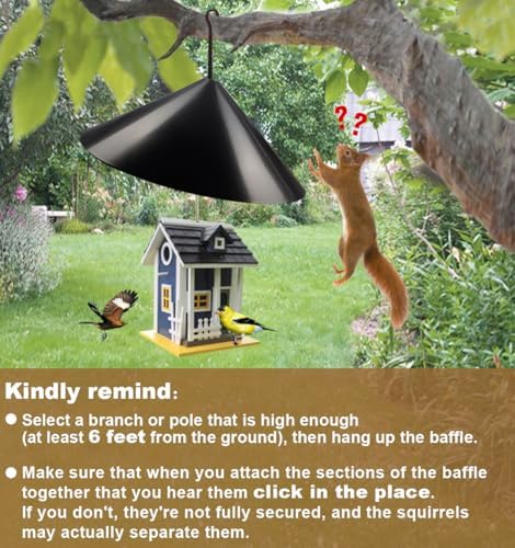 Garbuildman Squirrel Baffle for Bird Feeder Pole, Outside Hanging Mount Bird House Guard for Outdoor Shepherd’s Hook,19 Inch Diameter, 1 Pack
