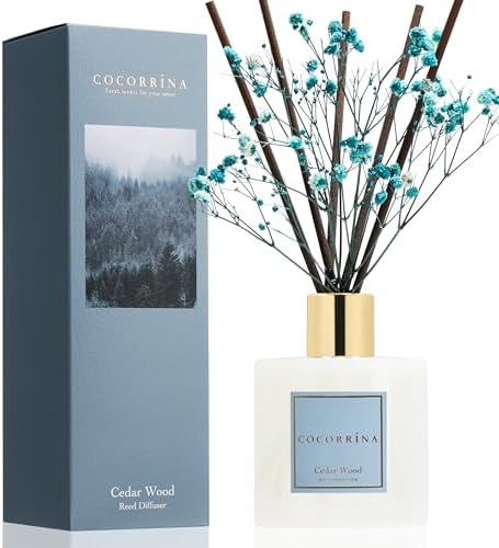 COCORRÍNA Reed Diffuser - Cedar Wood 6.7 fl oz Reed Diffuser with Sticks, Home Bedrrom Bathroom Shelf Decor
