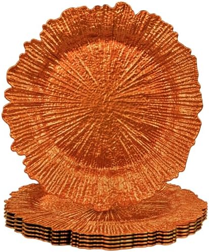 MAONAME Orange Charger Plates Set of 6, Reef Chargers for Dinner Plates