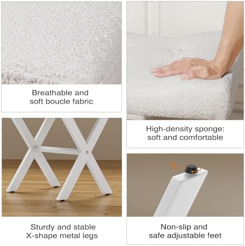 Memobarco 18-Inch Large Vanity Stool Chair, White Makeup Stool