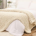 Bigacogo Chunky Knit Throw Blanket for Couch, 60x80 inches, Beige