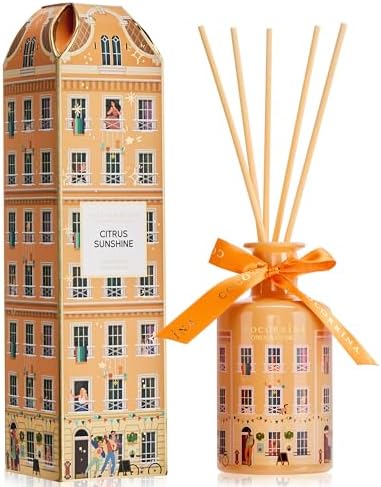 COCORRÍNA Reed Diffuser - Citrus Sunshine 6.76 fl oz Reed Diffuser with 8 Sticks Home Fragrance Bathroom Shelf Decor (Festive House Collection)