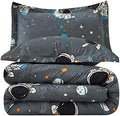 JSD 3 Piece Grey Astronaut Space Theme Kids Comforter Set Queen Size