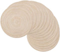 SHACOS 15 inch Beige Round Placemats Set of 12 for Dining Table Woven Braided Circle Place Mats Kitchen Placemat Washable Table Mats