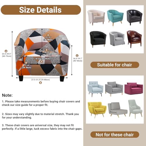 Barrel Chair Slipcovers, 2 Pack Stretch Club Chair Slipcover Sofa Covers with Arms, Removable Soft Armchair Cover Round Couch Furniture Protector for Bar Living Room Bedroom Hotel Counter