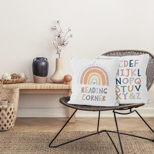 Reading Corner Throw Pillow Covers 18x18 Set of 2
