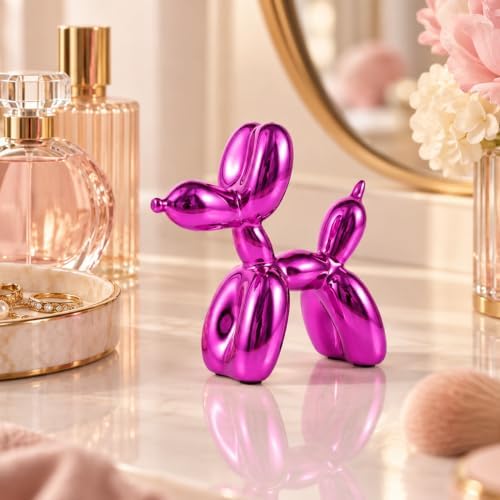 Red Balloon Dog Decor,Balloon Animal Decor,Shelf Decor Preppy Room Decor,Cute Statue Home Decor, Bedroom Modern Sculpture Desk Decor,Office Gold Decorations Small Figurines
