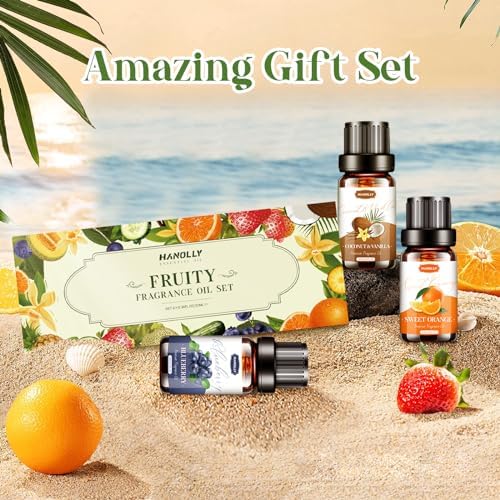 Fruity Essential Oils Set - Fruity Scents Fragrance Oil for Diffuser, Candle Making (6x10ML) Strawberry, Coconut Scented Oil