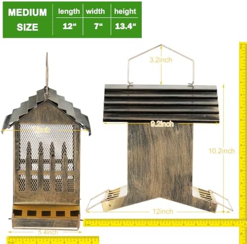 Large Metal Bird Feeder House Outdoor Hanging 2-Side Feeding 6 Lbs Capacity