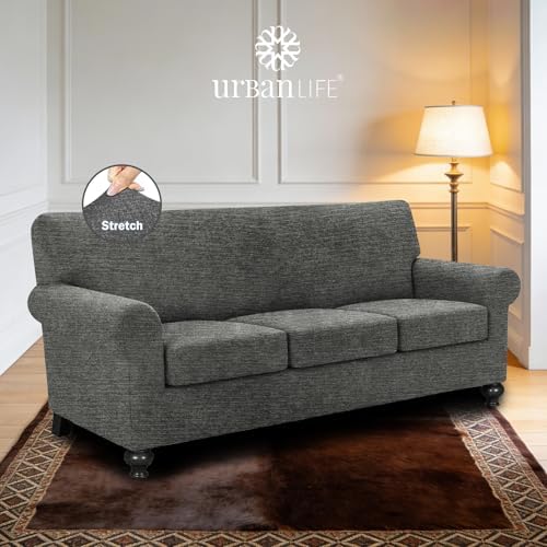 URBANLIFE 4-Piece Stretch Sofa Covers for 3 Cushion Couch, Gray