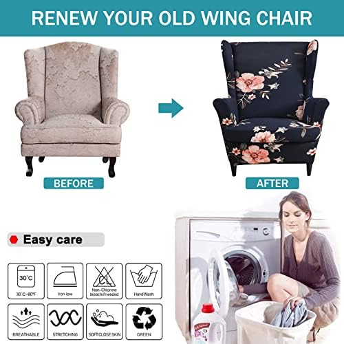 NILUOH Wingback Chair Covers 2-Piece, Armchair Slipcovers for Living Room