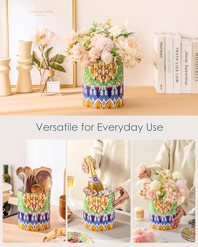 vancasso 7.3"+5.5" Utensil Holder, Porcelain Utensil Holder for Countertop