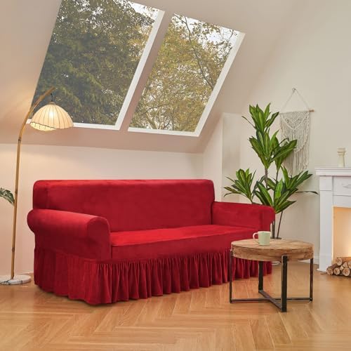 NICEEC Red Armchair Covers Arm Chair Cover Armchair Slipcovers with Skirt