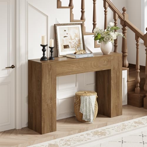 Epecoya 43-Inch Wood Console Table for Entryway, Light Oak Brown