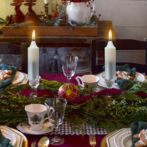 NJAO HOO Silver Christmas Candles 5 Inch Short Taper Candle Metallic Candlesticks Unscented Candle Set for Home Decor Christmas Party Dinner Candles, 4 Pack
