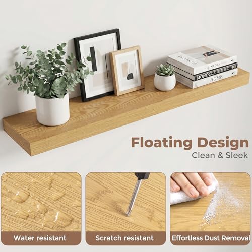 40 Inch Floating Shelves for Wall, 8"D Wood Storage Shelves, Oak Finish