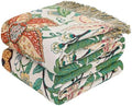 Boho Throw Blanket Twin Size - 100% Cotton, Floral Blankets for Bed