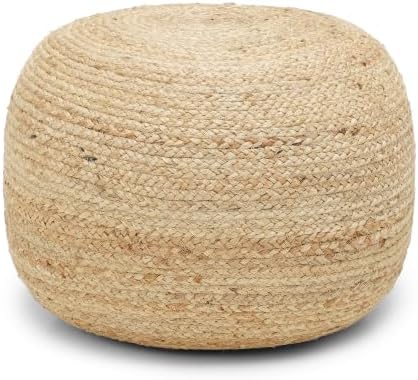 · REDEARTH · Jute Pouf Ottoman - Circular Boho Foot Stool - Jute Natural