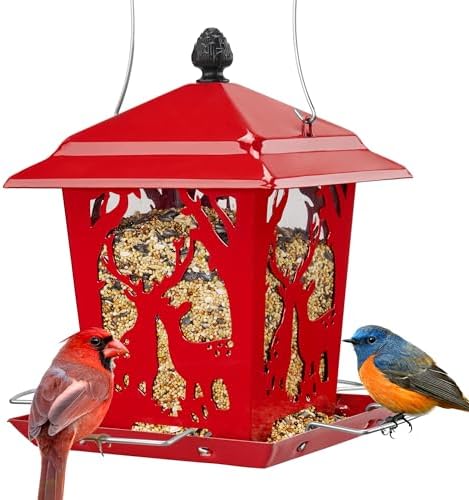 Kingsyard Metal Bird Feeders for Outdoors Hanging, Wild Hopper Bird Feeder