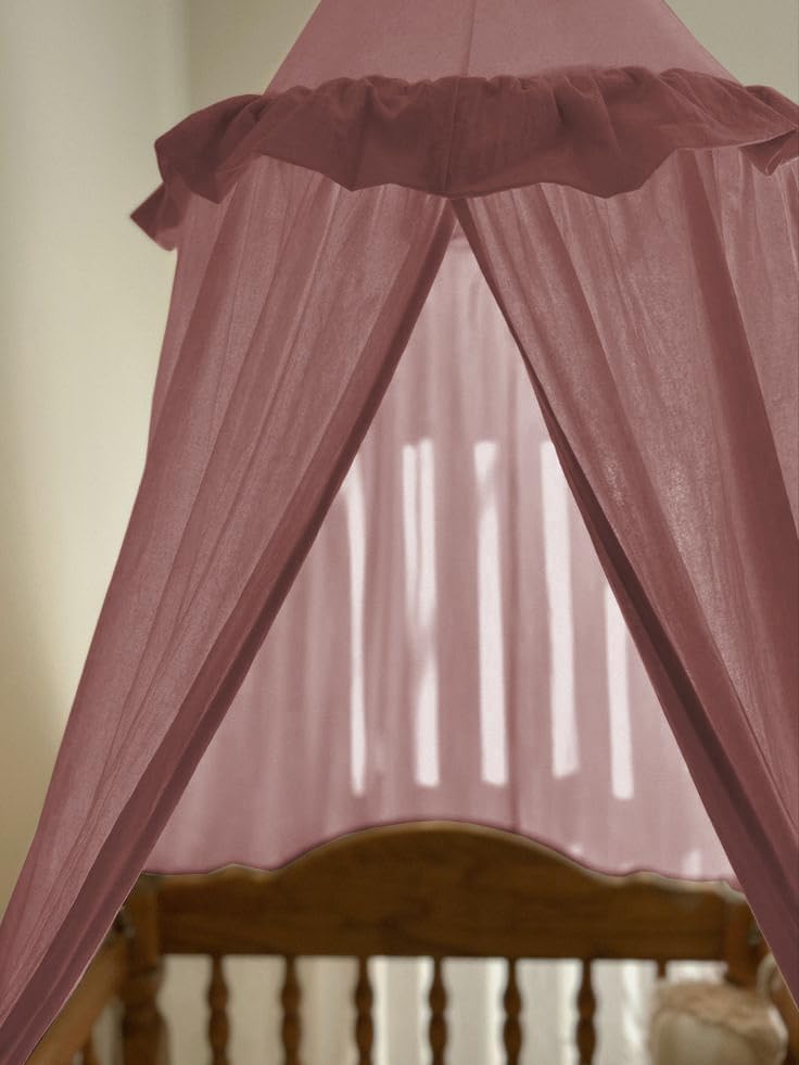 ZEAK Kids Bed Canopy with Ruffles Cotton Hanging Tent Frills Curtain Net for Baby Nursery Room Children Reading Nook Décor