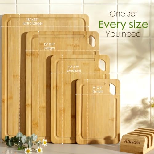 Astercook Nature Bamboo Cutting Boards for Kitchen