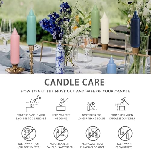 NJAO HOO Blue Candlesticks 10 Inch Handmade Dripless Taper Candles Unscented Colored Candle Set for Home Decor Spring, Pack of 4 - Up to 9-11 Hours Burn