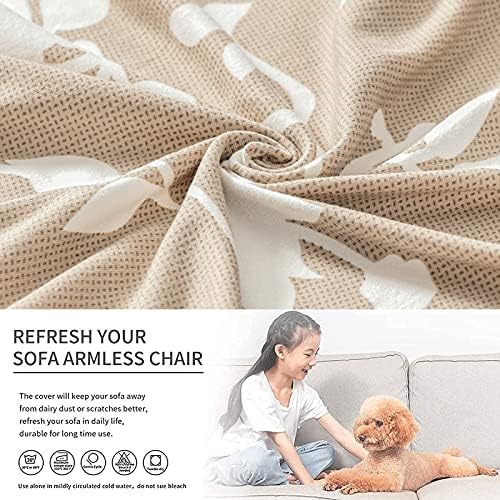Eco-Ancheng Armless Chair Slipcover Removable Armless Accent Chairs Covers Washable Armless Slipper Chair Slipcover Printed Armless Chair Furniture Protector Covers for Living Dining Room Hotel