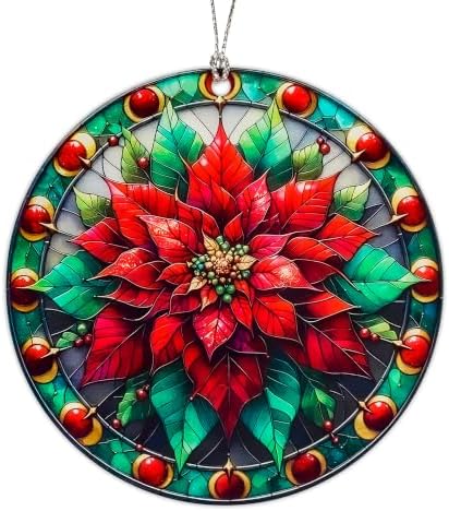 Poinsettia Christmas Ornaments 2026, Traditional Christmas Flowers Ornament, Vintage Floral Holiday Decor, Unique Vintage for Friends, Mom and Grandparents