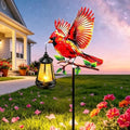 EDOF Red Cardinal Bird Metal Garden Stakes with Solar Lights Outdoor Decor,Cardinal Memorial Christmas Birthday Gifts for Women Mom,Waterproof Decorative Stakes Lights for Yard Patio Porch Cemetery