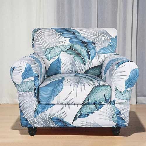 SearchI Stretch Sofa Cover Printed Couch Covers, Floral Pattern 2 Piece Armchair Slipcover with Separate Chair Cushion Cover, Washable Furniture Protector for Living Room(Armchair,Summer Pattern)