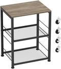 Grey End Table, Wood Coffee Table Stand, Nightstand with Storage Shelves