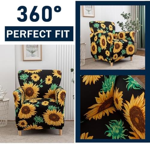 Accent Chair Covers with Arms Stretch Mid Century Modern Accent Chair Slipcovers 1-Piece Printed Banquet Arm Chair Cover Couch Sofa Covers Protector for Living Room Office Hotel #15