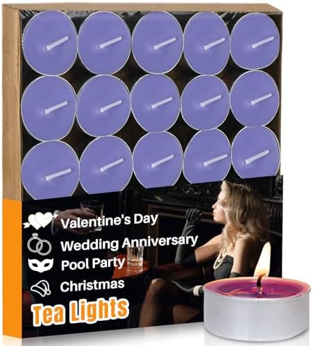 MAQIHAN Blue Purple Tea Light Candles 25 Pack - Mini Soy Votives Bulk