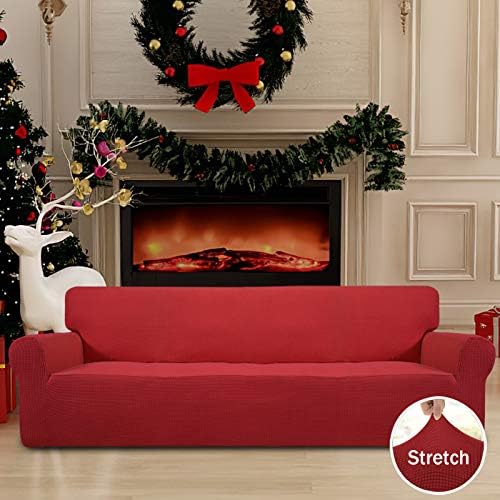 Easy-Going Stretch 4 Seater Oversized Sofa Couch Cover Christmas Red