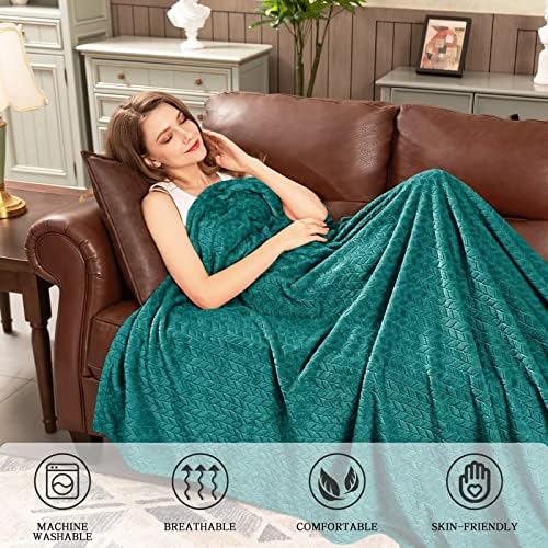inhand Fleece Throw Blanket, Super Soft Fuzzy Blanket for Couch Sofa Bed Office, Cozy Plush Fleece Blanket Throw Size, Washable Lightweight Flannel Blankets Throw for All Season(50”x60”,Teal)